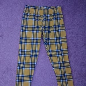 Blue and Yellow Plaid Leggings - NWOT